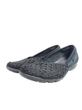 Skechers Women’s Size 7.5 PureFlex Black Slip-On Shoes Woven Toe Leather Textile